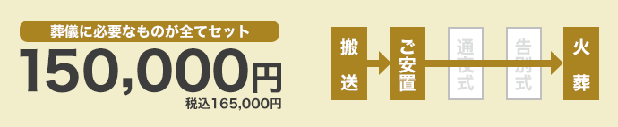 葬儀に必要なものが全てセットで15万円